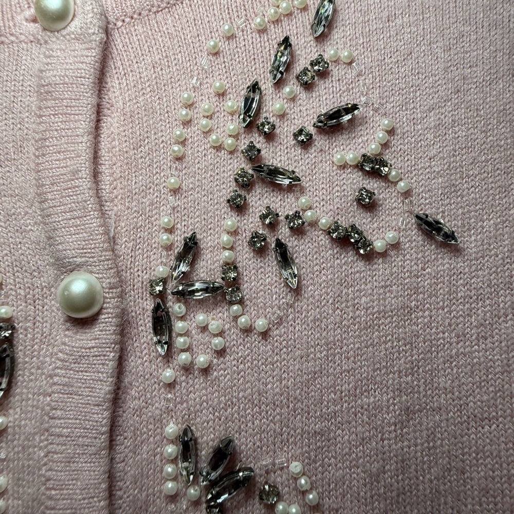 Lane Bryant Pink Pearl Rhinestone Embellished Cardigan 22/24 2X Plus Feminine - Picture 5 of 8